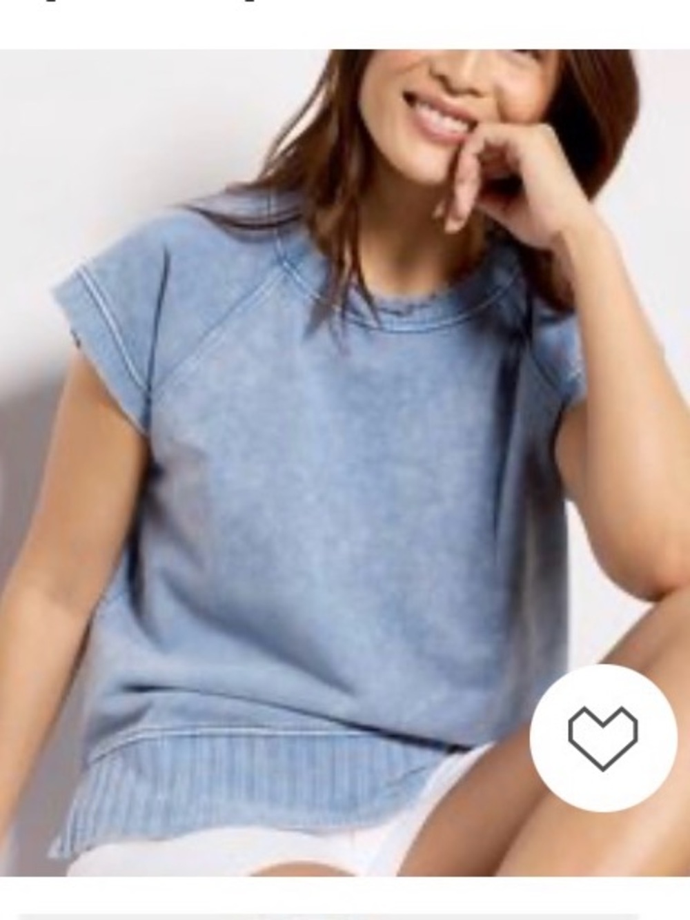 Evereve Sky Blue Garment-Washed Short Sleeve Sweatshirt
